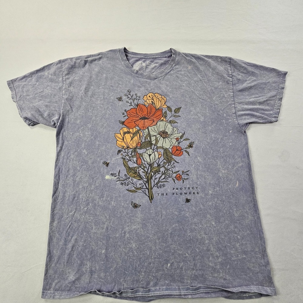 Protect the Flowers Tree Hugger Nation Purple Short Sleeve T-Shirt Adult L